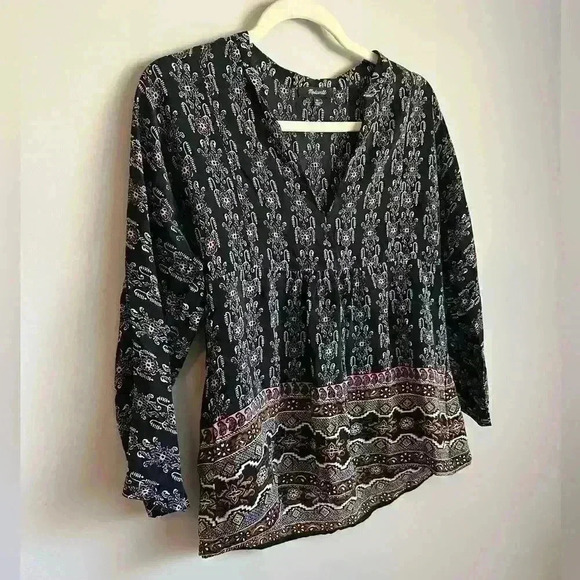 Madewell Silk Bohème Popover Shirt in Burnished Floral Women’s XS - Picture 3 of 4